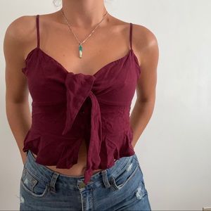 Burgundy crop blouse